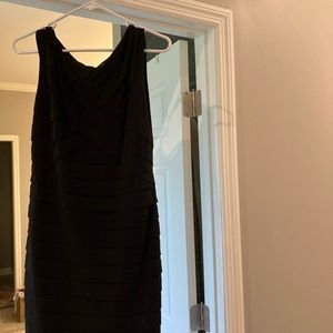 Ann Taylor black layered ruffled dress.